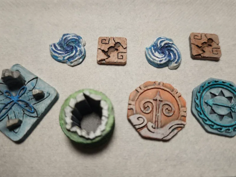 Santorini board game tokens