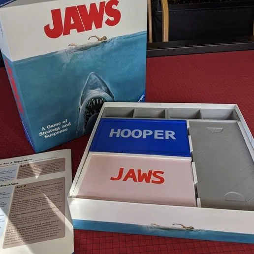 Jaws  Board Game Box Insert Organizer - horizontal or vertical  storage