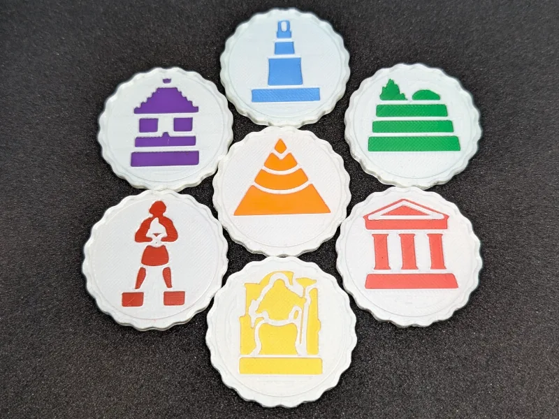 7 Wonders Architects game - Wonder Tokens