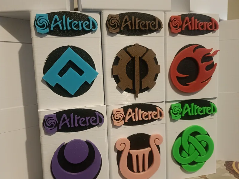 Altered deck box with logos