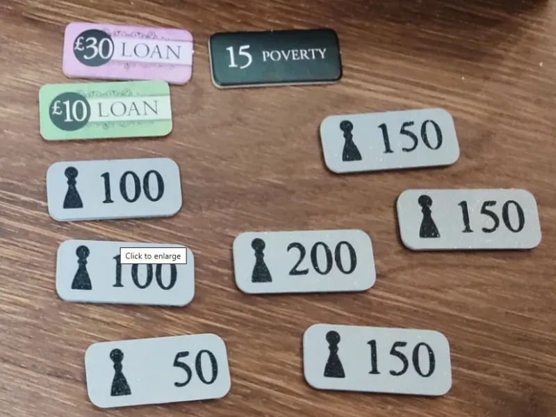 London 2nd Edition board game presige tokens