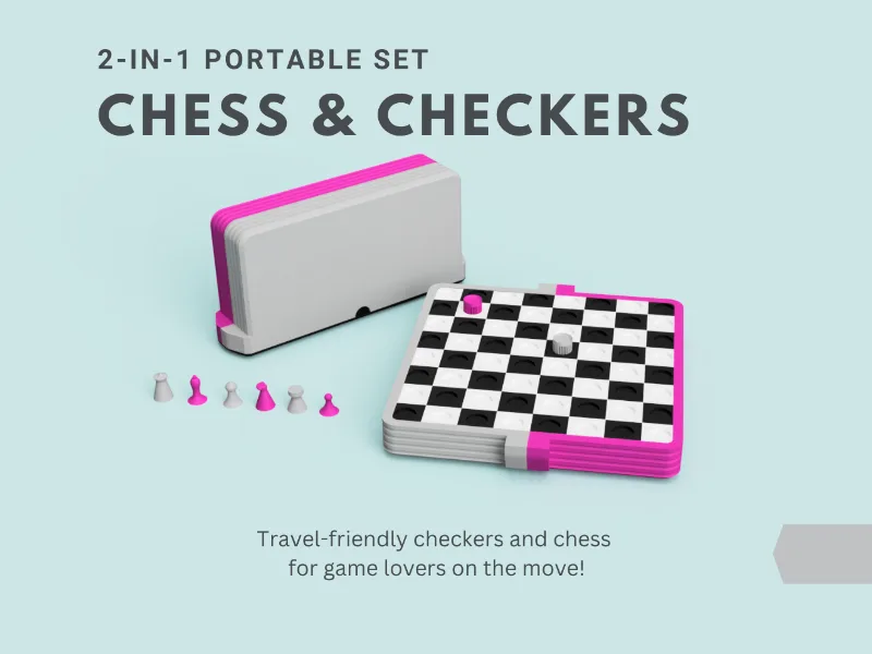 Portable 2-in-1 Chess/Checkers Game Set
