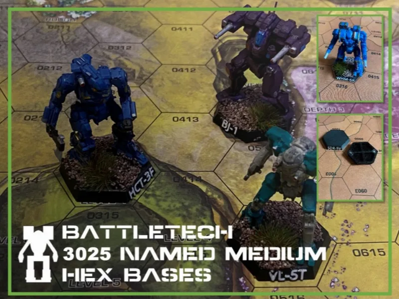 BattleTech 3025 Named Medium Mech Hex Bases