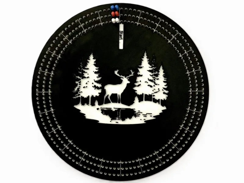 Deer Art Cribbage Board with pegs