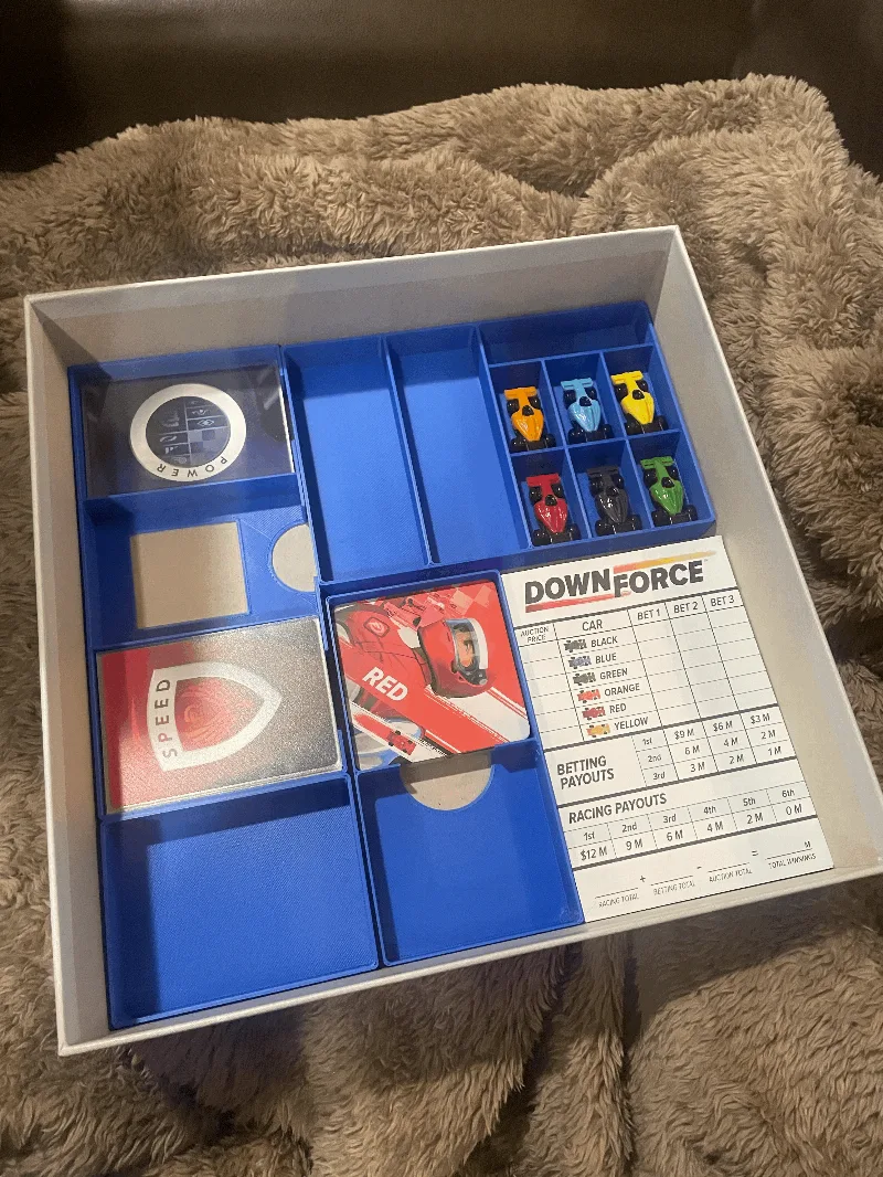 Downforce board game trays.