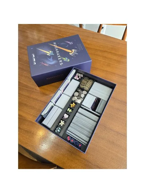 Moonrakers Boardgame organizer / insert (base game, overload, binding ties, playmats)
