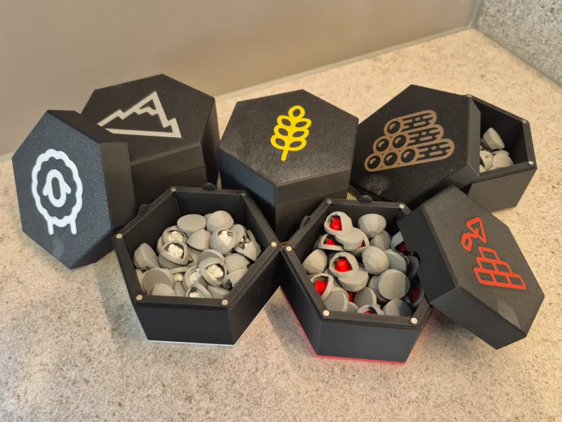 Catan 3D resources storage boxes