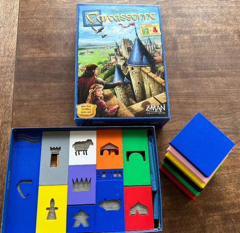 Carcassonne Board Game Organizer with Exp 1-10