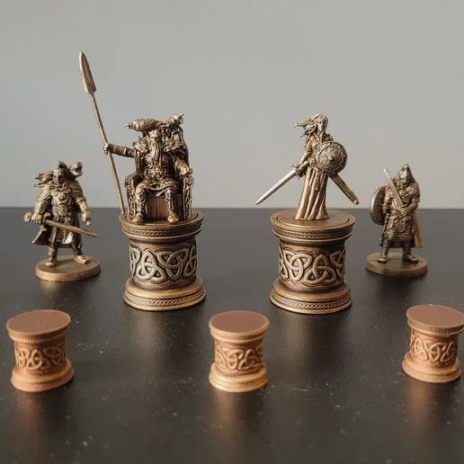 Nordic statue pedestal - compatible with Retail version of Blood Rage: Gods of Asgard (for 25mm base miniatures + "plain base" version)