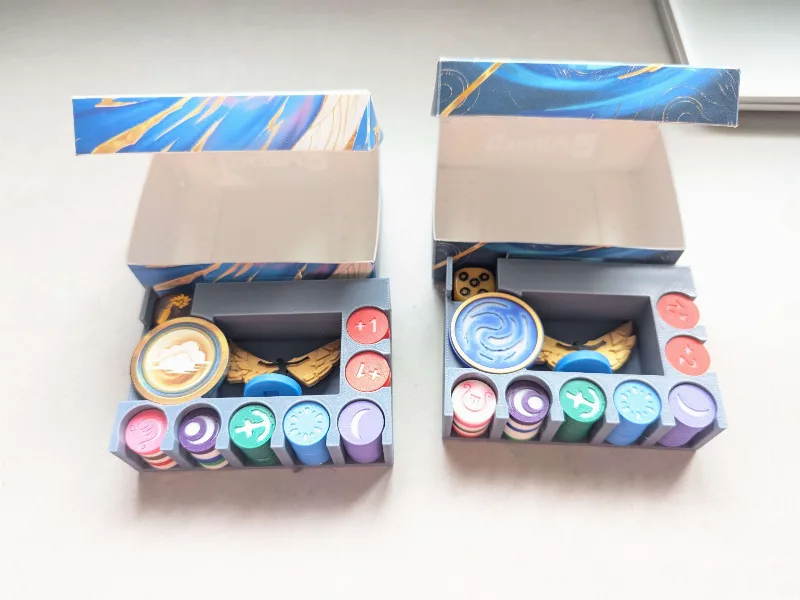Storage for altered token box with tokens