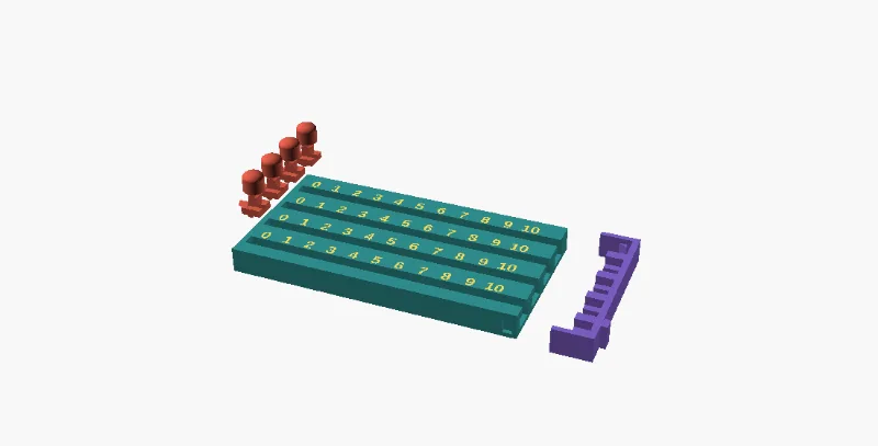 Travel Cribbage Peg Track — Captive Slide-In Pegs, 1 to 6 Players