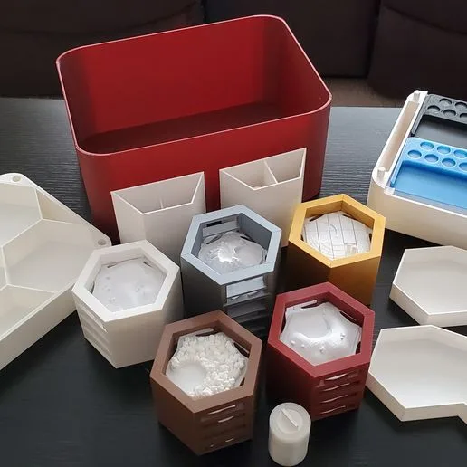 Settlers of Catan 3D Printed storage for interlocking game board.