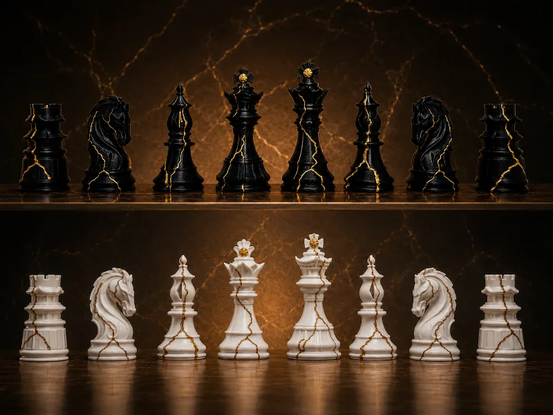 Kintsugi Chess Set – Japanese Inspired