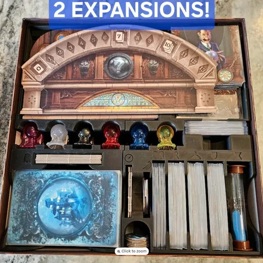 Mysterium + 2 Expansions Box Insert/Organizer! Plus Ghost Token Upgrade! Fits Sleeved Cards! No Lid Lift!