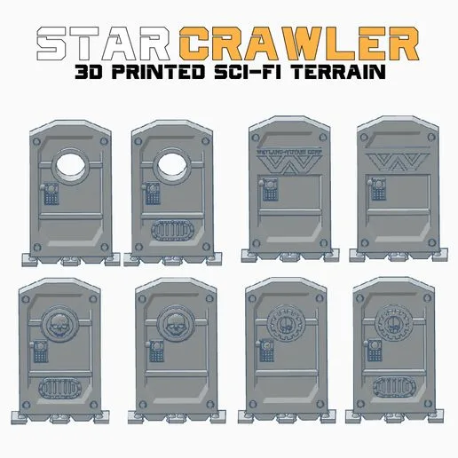 Star Crawler Terrain DELUXE Scifi Doors, NEMESIS, Zombicide - with EZ Print Supports