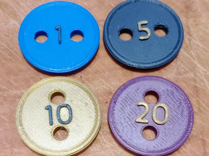 Patchwork Game Buttons (4 colors w/values)
