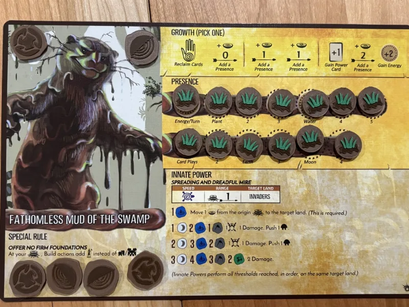 Spirit Island tokens: Fathomless mud of the swamp