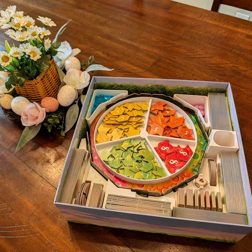 Mycelia + Prisma Board Game Insert + Leaf Tray: Fits Sleeved Cards With No Lid Lift