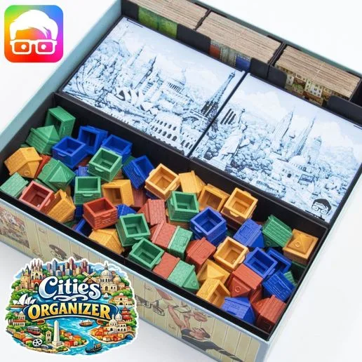 Cities organizer by @ammedia3d [tabletop board game inserts sku: CITIES001]