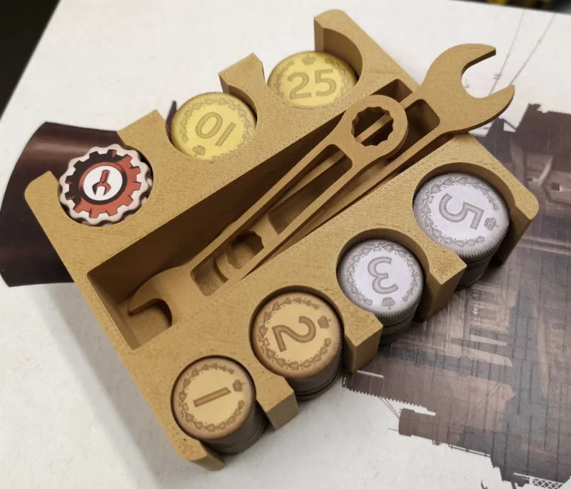 Furnace board game insert production phase tracker token