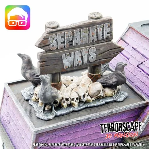 Fear tokens, keys and separate ways stands add-ons for Terrorscape Mansion (3DPrinting, BoardGames, Accessories, Horror, DIY, Halloween, Diorama) by am-media.biz