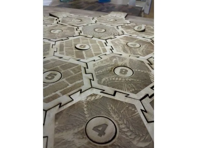 Lasercut tiles for Settlers of Catan
