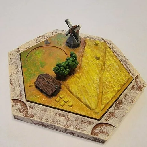 Wheat tile with windmill, Settlers of Catan