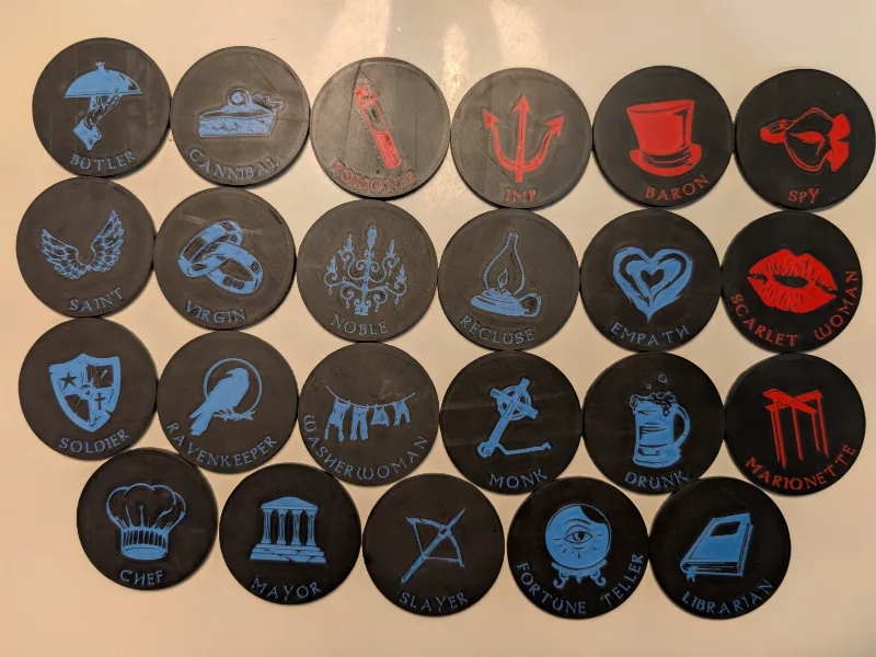 Blood On the Clocktower Player Tokens