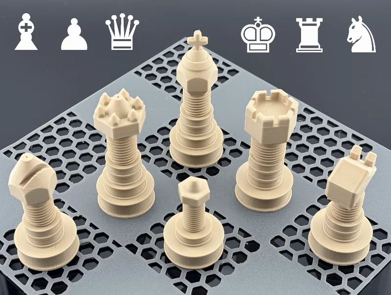 Chess Set Pieces - Nozzle Filament Spool Theme - Pawn Knight Bishop Rook Queen King