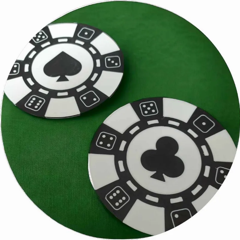 Dice Poker Chip Coasters with Holder