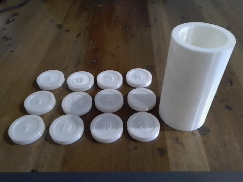 Poker chips set with tube holder