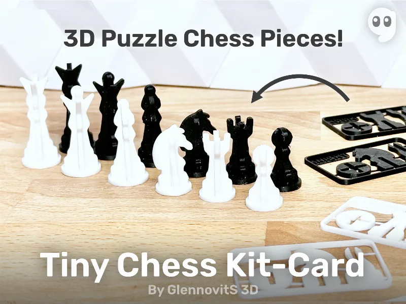 Tiny Chess Kit-Card (compact and modern 3D puzzle set)