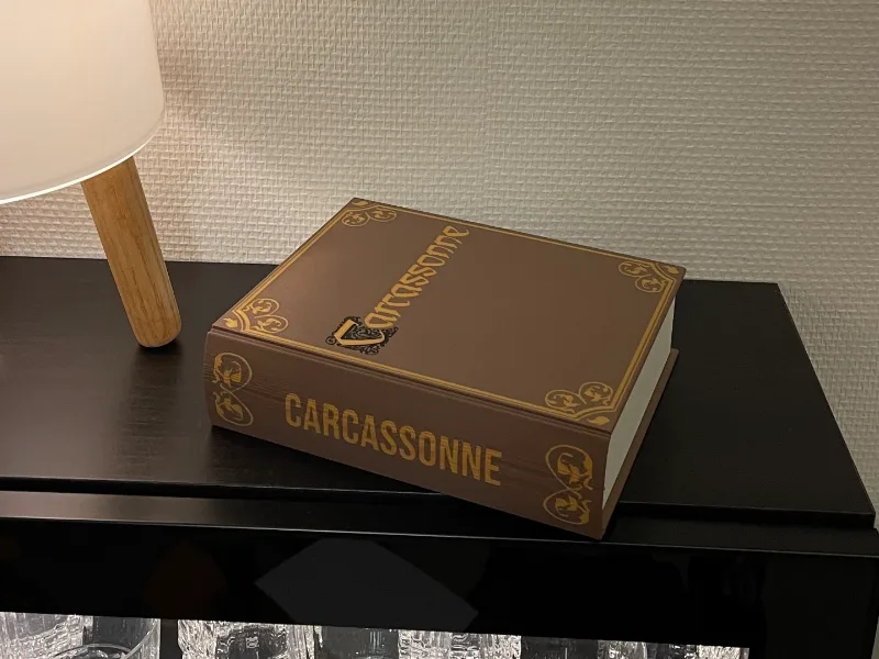 Carcassonne game box as a book