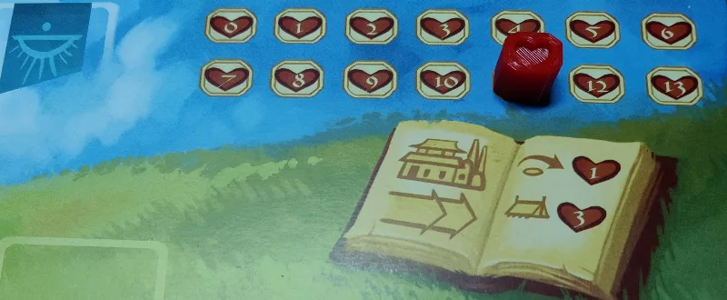 "Near and Far" custom board game heart marker