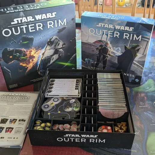 Star Wars Outer Rim W/ Unfinished Business Expansion Board Game Box Insert Organizer