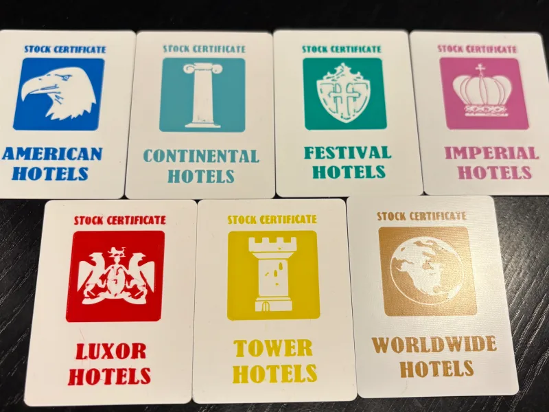 Acquire - Replacement Stock Certificate Game Cards