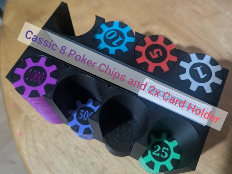 Classic Poker Chips and 2x Card Holder