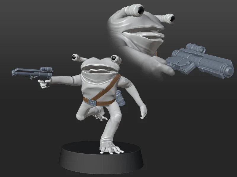 Blaster Frog Alien (Pre-Supported) (Star Wars Legion Scale)