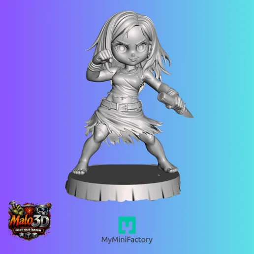 🧛 Buffy Summers Chibi Hero + Arcadia Quest Cards – STL Miniature 🧛