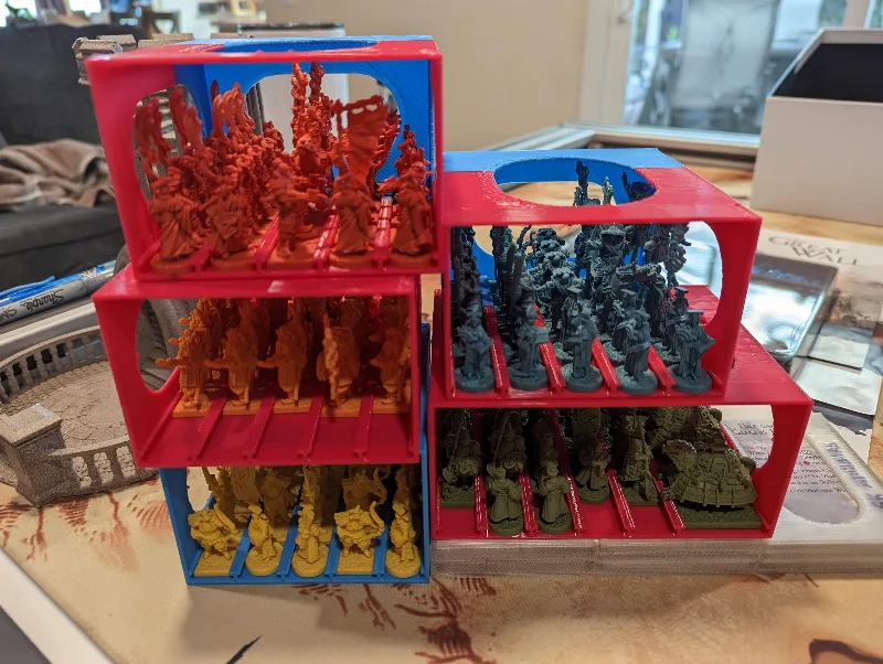 Update 2025-06-06 The Great Wall board game insert / organizer with sleeved cards, assembled towers & walls, for all-in