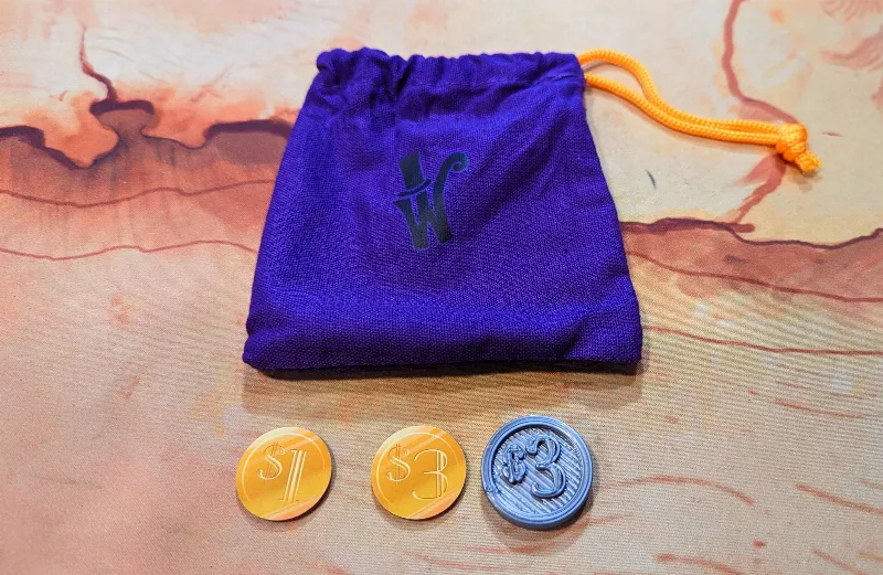 The Golden Ticket board game card holder (sleeved cards) and 3 dollar coin