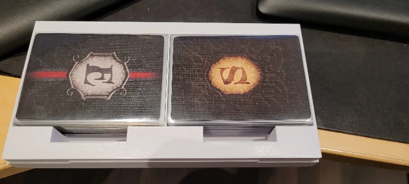 Mice and mystics insert with space for sleeves on the cards