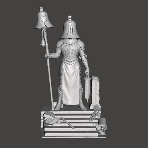Bell Sanctum Warden – Armored Temple Guardian Diorama STL for 3D Printing