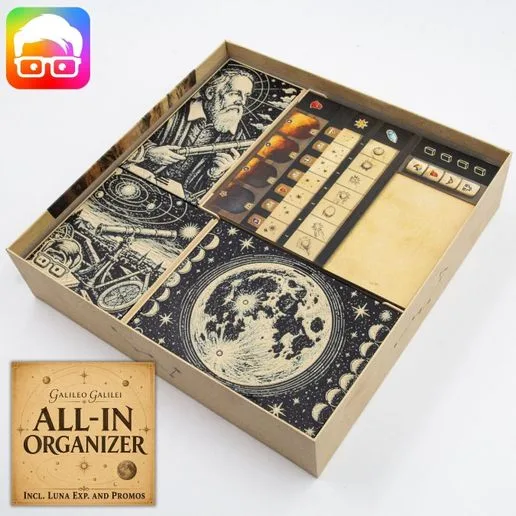 Galileo Galilei ALL-IN organizer (inc. Luna exp. & promo materials) by @ammedia3d [tabletop board game inserts sku: GLGL001]