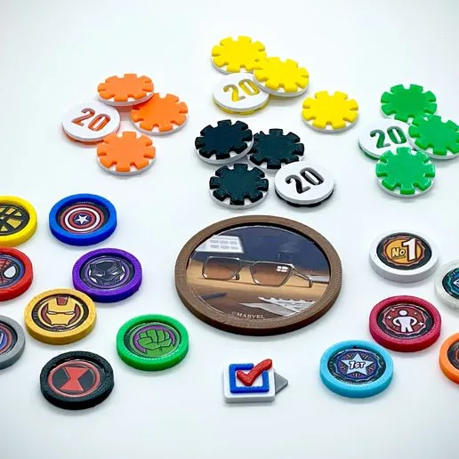 Comic Hunters Board Game- token upgrades and organizer