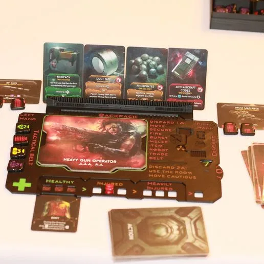 Nemesis: Retaliation 6th player character board and backpack