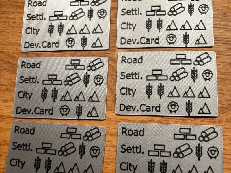 Catan Building Cost Cards