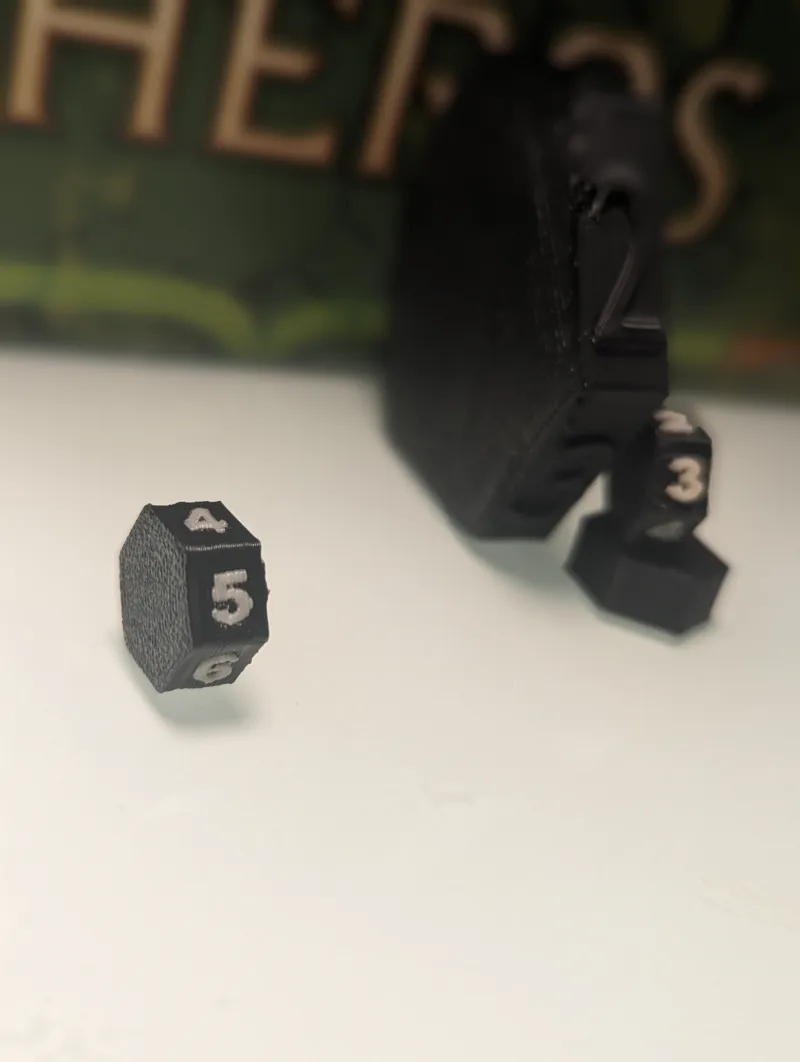 Numbered hexagon dial for Steampunk Rally game piece replacement