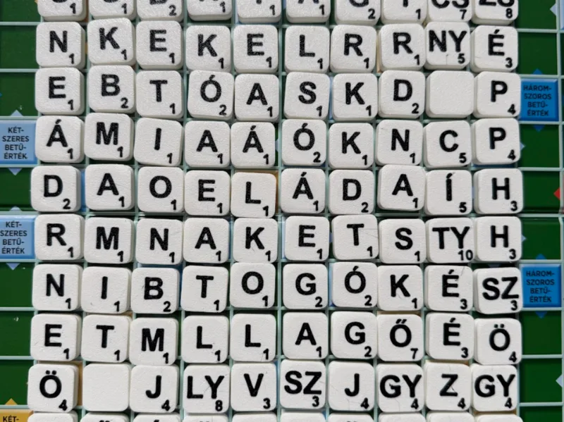 Scrabble tiles in Hungarian