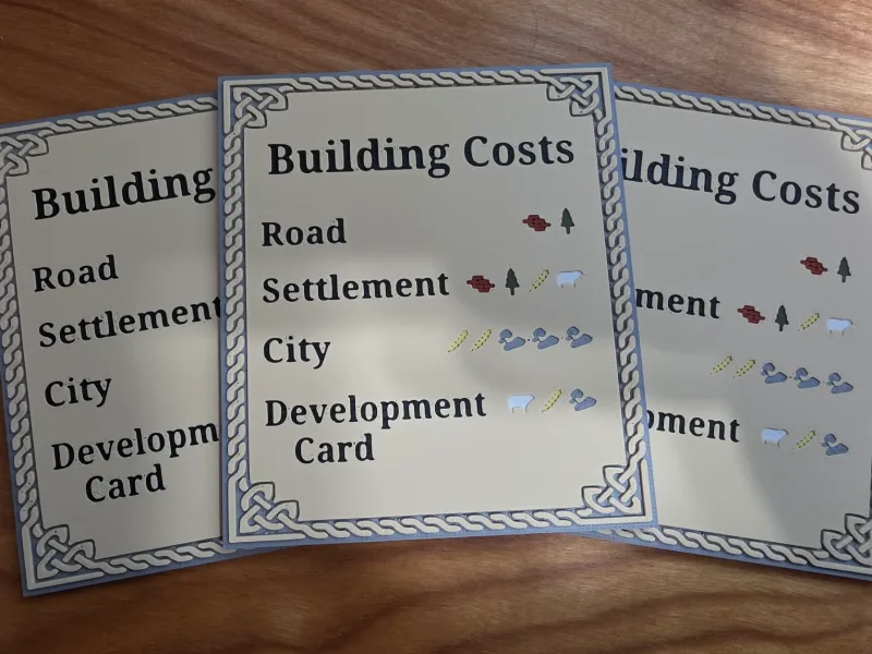 Catan Building Cost Cards